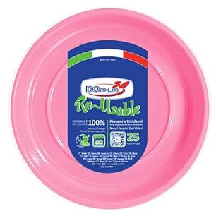 Zeus Party Dopla Piatti da dessert Riutilizzabili Rosa Plastica 100% Riciclabile 25 pz
