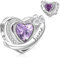 Symretie Charms Geburtsstein Juni Anhänger Charm aus 925er Sterlingsilber,Offen Gearbeiteter Herz Perlen Geburtstagsgeschenke für Frauen