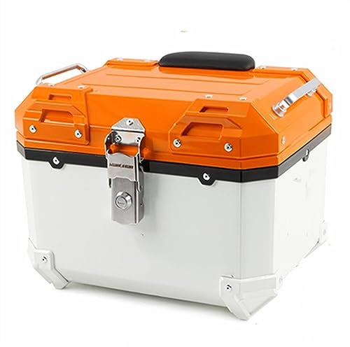 Motorrad Topcase, Motorrad Heckbox Reisen Motorradkoffer mit Sicherheitsschloss für Lager Helm Großes Gepäck, Motorrad Topcase Mit Installieren Platte Und Rückenlehne(Color:Orange,Size:35L)