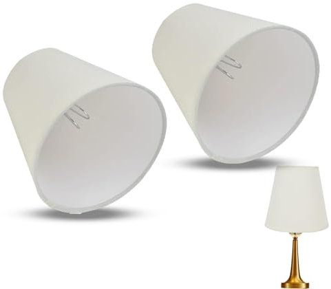 HERCHR Weißer Kleiner Lampenschirm, 2 Stück, Fass-Clip-on-Lampenschirm, Mini-Lampenschirm, Fass-Stoff-Lampenschirm, Kronleuchter-Lampenschirme, Ersatz(Beige)