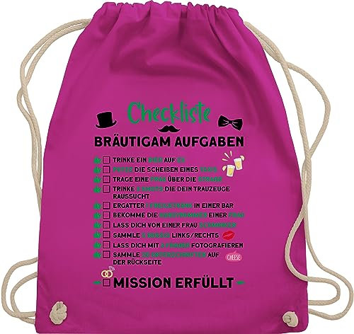 Shirtracer Turnbeutel Rucksack - Junggesellenabschied Männer - Checkliste Bräutigam Aufgaben JGA - Unisize - Fuchsia - checklist polter rucksäcke jungesellenabschied für den turnsackerl mann outfit