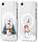 Xylota 2 Stück Magnetisch Hülle für iPhone XR 6.1 '' [Kompatibel mit MagSafe], Weihnachten Transparent Handyhülle, Stoßfeste Weihnachtsmann Mode Christmas Klare Schutzhülle für iPhone XR，Schneemann