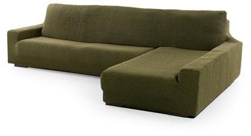 SOFASKINS® super elastischer Chaise Longue überzug, Sofabezug rechte Lange Armlehne, Sofa überzug atmungsaktiv, bequem und langlebig, Kompatible Abmessungen des Sofas (210-340 cm), Farbe Gras