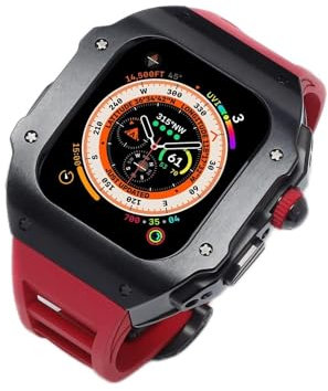 MURVE Caso di lusso+Fluorine Band per Apple Watch Ultra 49mm, Mod Kit Fluororubber Strap Cover per Iwatch Ultra, For 49mm, Agata