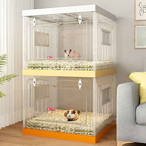 Maisons de Hamster, Grand Verre de Cage de Hamster, Panneau de Porte très Transparent comme matériau + matériau PP/Double Couche A