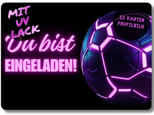 celebr8te 12x Fußball Einladungskarten - Für den Kindergeburtstag von Jungen & Mädchen - Coole Neon Farbige Fußball Geburtstagseinladungen mit hochwertiger Verarbeitung