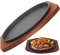 Guss Steak Plate Sizzle Griddle Nicht -Stick Fajita -pfanne Serverplatte Holzbasis -Steak -Platten -Pizza -ofen BBQ -zubehör
