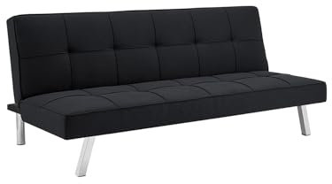 HTI living Klappsofa Schwarz Milena Sofa Zweisitzer mit Schlaffunktion