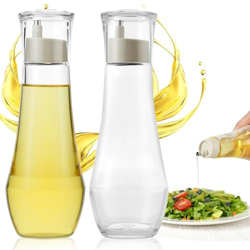 FRIBERG Oliera Salvagoccia,2 X 260ml Bottiglia Di Olio Aceto,Oliera in Vetro,Bottiglie per Olio Oliva Vetro Facile Da Pulire,Adatto per Interni/Esterni,Cucina,Barbecue,Feste