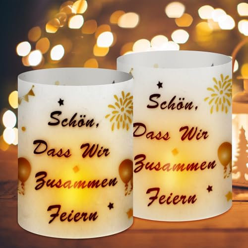 12 Stück Windlichter Tischdeko Geburtstag - Schön, Dass Wir Zusammen Feiern - Deko für Frau Mann 30 40 50 - Geburtstagsdeko Tisch