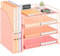 VITVITI Schreibtisch Organizer, 4 Ebenen Briefablage, Aktenhalter mit Stehsammlere, Büro Organizer für A4 Dokumentenablag, Zeitschriftensammler (Rosa)