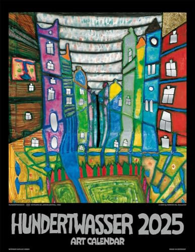 Hundertwasser - Art Calendar 2025 - Wörner Verlag - Wandkalender mit bezaubernden Kunstwerken des Kunstlers Friedensreich Hundertwasser - 44 cm x 34 cm