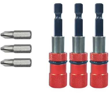 SIGANDG 3 PCS Magnetischer Bithalter,1/4-Zoll-Sechskantschaft, Trockenbau Bit, Trockenbauschrauber Aufsatz, Magnetisch Schnellwechsel Bithalter,mit PH2-Schraubendreher-Bits