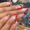 Calkkrer 24 Stück Weihnachtsnägel Rot Weiß Gestreift Press On Nails, Mittellange Künstliche Nägel, Quadratische Nägel Zum Aufkleben, Gefälschte Nägel Weihnachten Kunstnägel