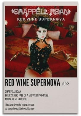 LYZYYW Chappell Roan Red Wine SupernovaLeinwand-Kunstalbum, Poster, Hip-Hop-Künstler, Leinwand, Malalbum, Ölgemälde, Dekoration, Teenager, Zuhause, Büro, 30 x 45 cm, ungerahmt, 30 x 45 cm