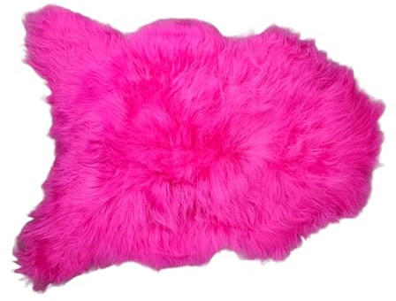 Provellus Premium Island Lammfell Schaffell Bunt Gefärbt Weich Fell Teppich Multicolor (Fuchsia, 40x40cm eckig)