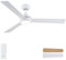 CJOY 52'' White Ceiling Fans with Lights and Remote, Quiet Ceiling Fan 6 Speeds, Reversible DC, Dimmable 3CCT, Ceiling Fans with Lamps 3 Blades for a Slanted Ceiling Bedroom/Living Room/Dormitory