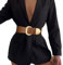 WHIPPY Damen Breiter Gürtel Taillengürtel Stretch für Kleid Elastischer Gürtel Hüftgürtel für Damen Goldener Schnalle, braun 39