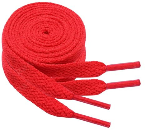 North Bund 2 pares de cordones planos para zapatillas de deporte 8mm Cordones planos de recambio para zapatillas de deporte Rojo 100cm