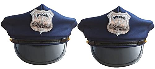 DEARMAMY 2st Hut Partykostüme Lebhafte Polizeimützen Dekoratives Accessoire Offiziersmütze Britische Bobby-mütze Stoff