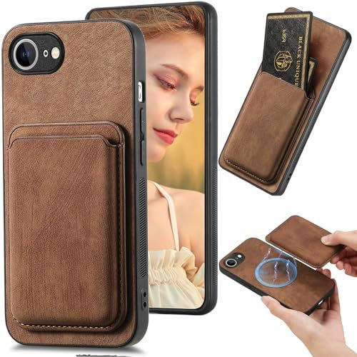 Ysnzaq Rétro Pochette Portefeuille Magnétique Coque pour Apple iPhone 16e, Premium Cuir PU Antichoc Ultra Mince Coque avec Détachable Porte-Cartes pour Apple iPhone 16E 2025.CK Brown