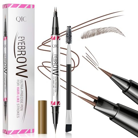 Augenbrauenstift Wasserfest, 2-in-1 Dual-Ended Microblading Augenbrauenstift, Eyebrow Pencil Kann Leicht Natürliche Augenbrauenfarbe (02# Braun)