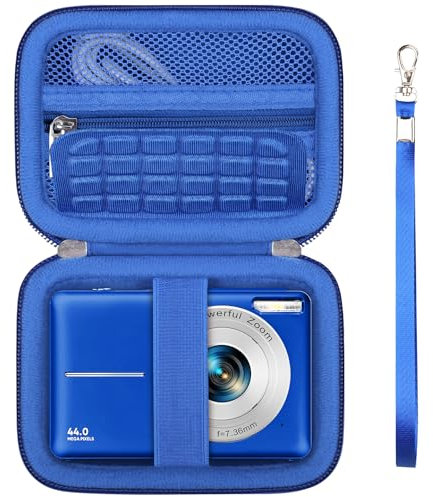 Supmay Carrying Case for VAHOIALD/for Taichaeu/for ZMOQNG/for STUOGYUM/for LOUM Digital Camera, Digital Point and Shoot Camera Storage Holder Travel Bag with Mesh Pocket for Battery, SD Card, Blue