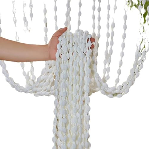 Ailan Perlenvorhang für Türen 100 cm x 200 cm, dekorativer Fadenvorhang mit Perlen Wandpaneel Fransen Fenster Raumteiler für Türen, Schlafzimmerfenster (Weiß)