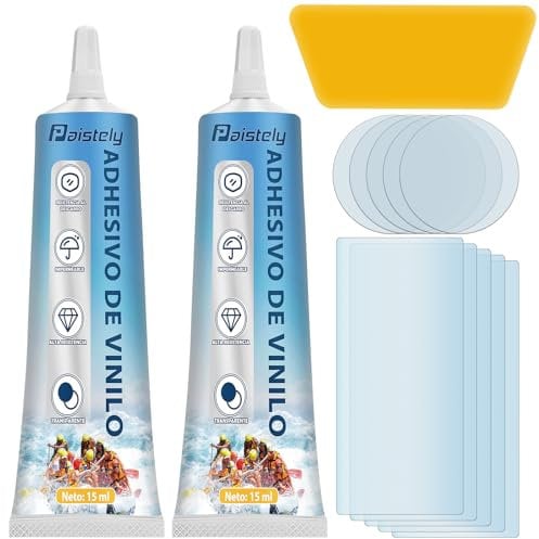 Parche Piscina, Sal, Agua Caliente y Resistente a los Rayos UV Liner Piscina, Kit Reparación Piscina Repara una Variedad de inflables, incluidos Piscinas de SPA inflables (15ml*2)