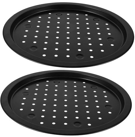 SHINEOFI 2 Piezas Bandejas Perforadas para Pizza Inoxidable para Horno para Casa y Restaurantes