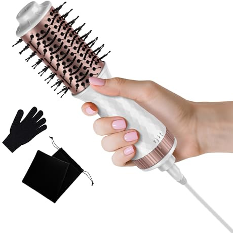 Fönbürste MINI Warmluftbürste Rundbürstenföhn MINI, Haarbürste elektrisch, Travel 4-in-1 Haarföhn Bürste und Styler Volumizer, Heissluftbürste, Haarglätter Bürste