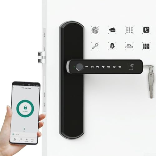 Verrou de porte intelligent à empreintes digitales, serrure de porte d'entrée biométrique sans clé avec application pour carte clavier sans fil TUYA, mot de passe pour chambre à coucher, hôtel, bureau
