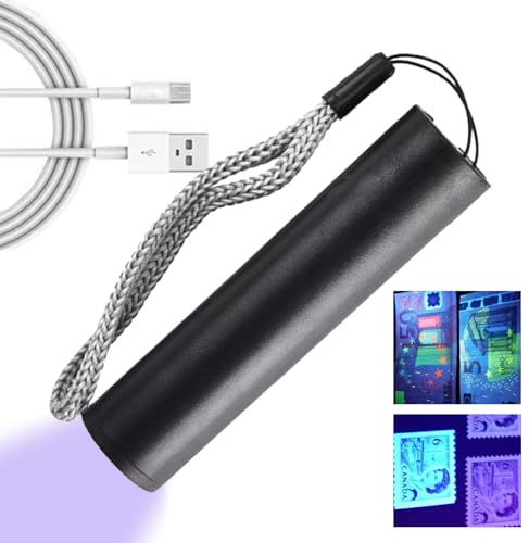 UV Light Flashlight – 2x8.1cm Aluminum, 3 Mode Black Light, Rechargeable Violet Lamp | Perfect for Dog Cat Urine Detection, Dry Stains Cleaning, Antique Jewelry Inspection, Outdoor Camping, Home