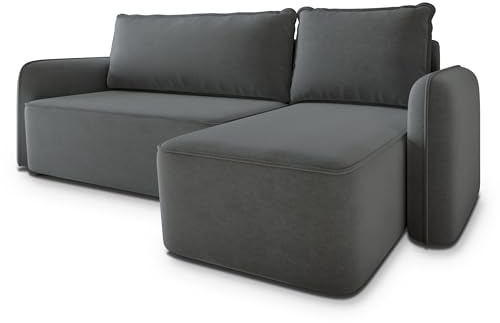Masseno Ecksofa DOLVER CL mit Schlaffunktion L-Form, Modern Sofa mit Bettkasten, Wohnzimmersofa, Couch, Soffa, Bettsofa, Couchgarnitur - Grau, Castel 93