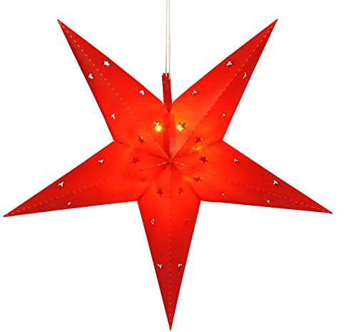 Stern Weihnachtsstern 12 LED ? 44 cm weiß rot batteriebetrieben Lichterkette (Rot)
