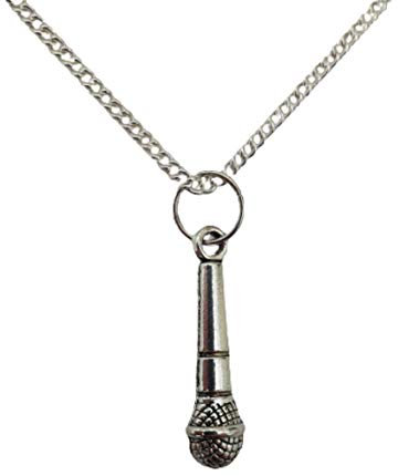 Silver Plated Necklace Microphone Charm Pendant
