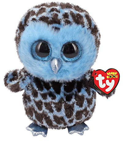 TY 36896 blau Yago, Eule schwarz 15cm, mit Glitzeraugen, Beanie Boo's