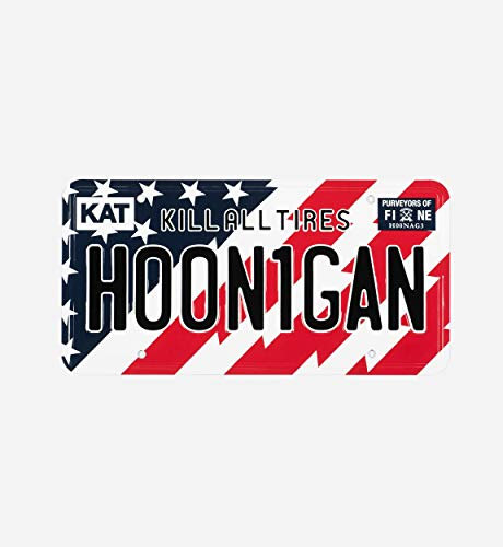 Hoonigan Nummernschild aus Metall mit Sternen und Streifen, geprägtes Metalllegierung, kein Ersatz für abgelaufene Etiketten.