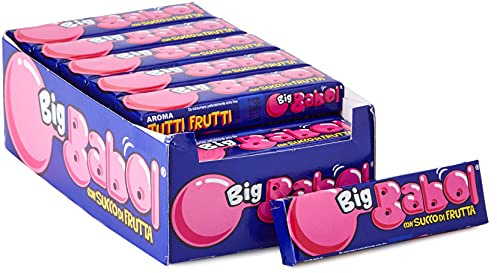 Big Babol All Fruits, Chewing Gum Dulce con Jugo de Frutas, Sin Gluten, 24 Stick, Paquete de 1