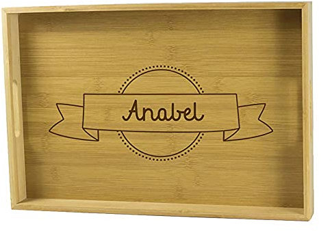Regalo Personalizado: Bandeja de Madera de bambú grabada con el Nombre Que tú Quieras