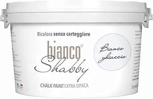 bianco Shabby® Bianco Ghiaccio (Eisweiß) - (2,5 Liter) Chalk Paint Kreidefarbe auf Wasserbasis für alle Oberflächen – geruchsneutral, einfach zu verarbeiten, extra matt