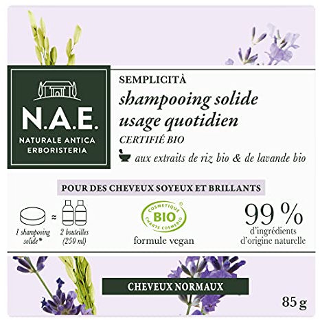 N.A.E. Solides Shampoo – Bio – für den täglichen Gebrauch normales Haar, 85 g