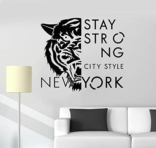myrockshirt Wandtattoo Aufkleber Predator Tiger Strong New York NY Bleiben für alle glatten Flächen UV&Waschanlagenfest Au