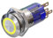 Metzler - Drucktaster 16mm - LED Ringbeleuchtung Gelb - IP67 IK10 - Edelstahl - Flach - Lötkontakte