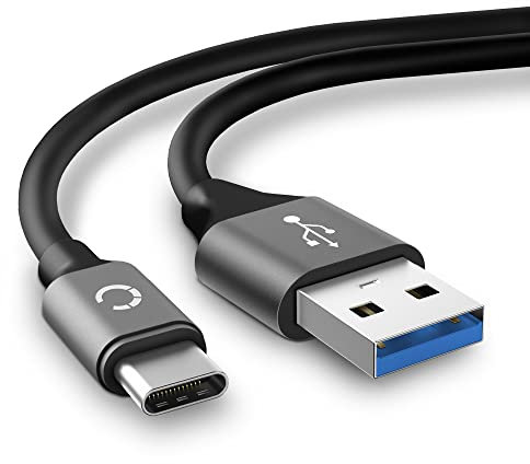 CELLONIC USB Kabel 2m kompatibel mit Oppo Find X3 Pro, Neo, Lite, Find X2 Pro Smartphone, Handy Ladekabel USB C Type C auf USB A 3.1 Gen 1 Datenkabel 3A grau PVC