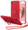UEEBAI Hülle für iPhone SE 2022 5G/iPhone 7/iPhone 8/iPhone SE 2020, Silikon Handyhülle mit Ringhalter Handschlaufe Magnetische Autohalterung Schutzhülle Kickstand Case für iPhone SE2/SE3 - Rot