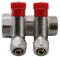 Sanitär Messing Verteiler mit Absperrventilen PEX klemmring 16mm 1 (2 Kreise - red)