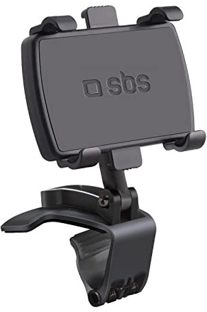 SBS Supporto Multiuso Universale per Cellulari, Portacellulare da Auto per Cruscotto, Aletta Parasole e Specchetto Retrovisore, Adatto a Smartphone Fino A 7