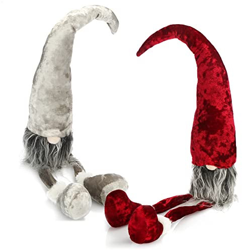 com-four® Premium Kantenhocker - große Wichtel in XXL für die Weihnachtsdeko, Handmade winterliche Figur als Dekoartikel für Fensterbank und Kamin - Sammlerfiguren