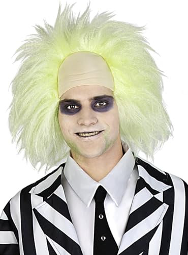 Funidelia | Beetlejuice Perücke für Herren und Damen Tim Burton, Horrorfilm, Horror - Zubehör für Erwachsene, Zubehör für Kostüm - Gelb
